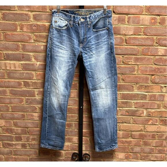 American Eagle Men’s Slim Straight Blue Jeans Size 29x32 - Picture 2 of 5